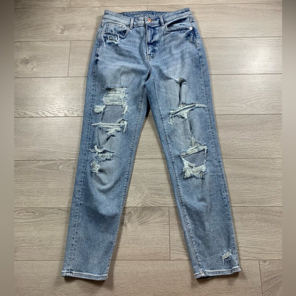 American Eagle AE Distressed High Rise Mom Jeans - Picture 2 of 13